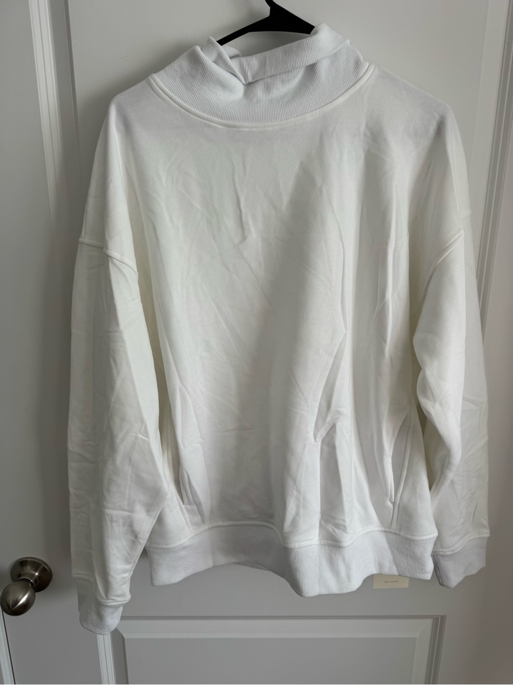 Women’s White Mock Neck Sweatshirt